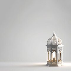 3D arabic lantern isolated on white background. Copy space for text. Generative AI