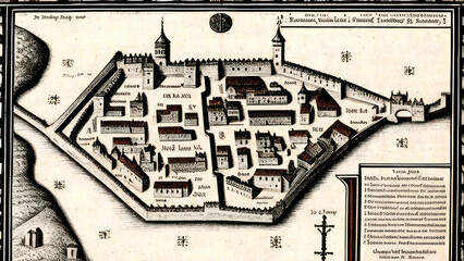 Fototapeta premium Vintage Medieval City Map