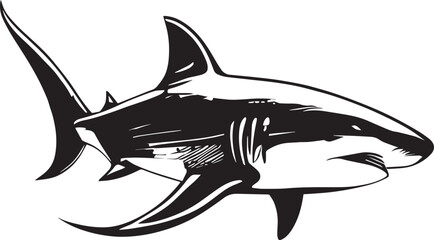 Great White Shark Logo Monochrome Design 
