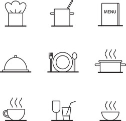 Vector restaurant outline icons set 2 - 570811273