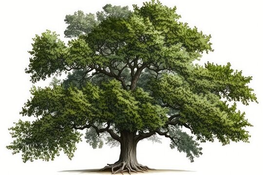 Ai generate Tree oak isolated on a white background.