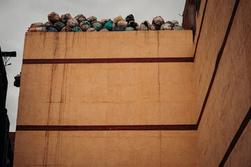 Building Covered in Bags of Garbage, Cairo Egypt
