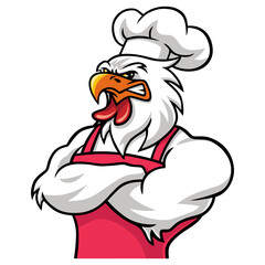 Rooster Chicken Chef Restaurant Mascot Cartoon Logo Design © vectorfarmer