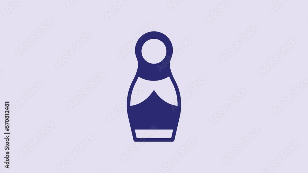 Canvas Prints Blue Russian doll matryoshka icon isolated on purple background. 4K Video motion graphic animation