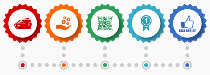 Shopping vector icons, store flat design web badges collection, business infographic template