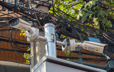 Security cameras on the street, Bangkok, Thailand