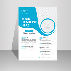 Modern A4 corporate creative clean blue color business flyer design template layout for advertising and promotion company growth. vector white background color circle design flyer template.
