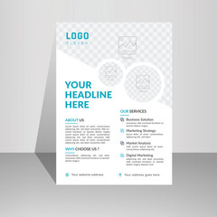 Modern A4 corporate creative clean blue color business flyer design template layout for advertising and promotion company growth. vector white background color circle design flyer template.
