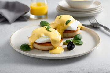 Delicious Eggs Benedict Breakfast on a Plate