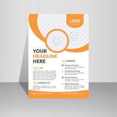 Modern clean corporate business flyer design for advertising promotion and growth company. abstract flat flyer design . yellow color flyer. creative unique nice clean design. Half page A4 flyer free