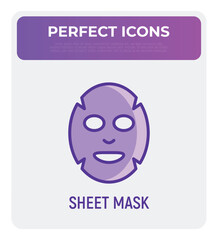 Facial sheet mask thin line icon. Modern vector illustration for beauty shop.