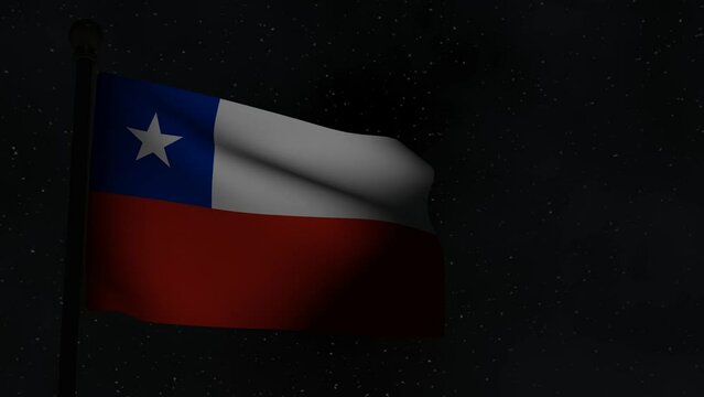 Animation Seamless Looping National Flag at Night  -Chile