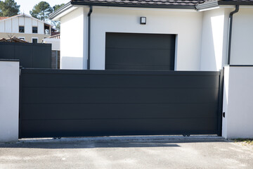street suburb home sliding grey dark high metal aluminum house gate access door
