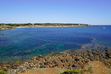 sand coast bay rocks beach in talmont ocean atlantic sea in brittany french