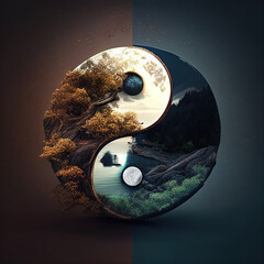 Yin Yang Symbol, Illustration, Generative AI