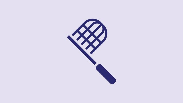 Blue Butterfly net icon isolated on purple background. 4K Video motion graphic animation