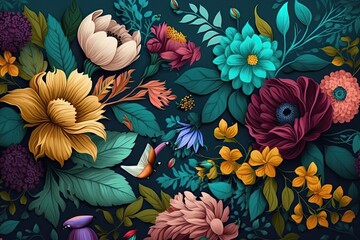 Spring Flowers Illustrated Wallpaper