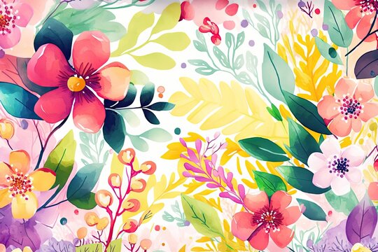 Fototapeta Spring Flowers Illustrated Wallpaper