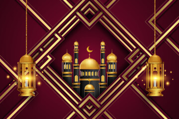 Obraz premium eid mubarok greeting card with islamic ornament vector illustration
