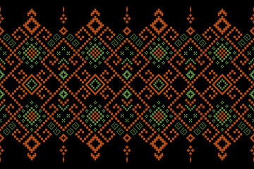 Cross stitch colorful geometric traditional ethnic pattern Ikat seamless pattern abstract design for fabric print cloth dress carpet curtains and sarong Aztec African Indian Indonesian 