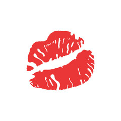 Lipstick kiss on white background. Valentine's day