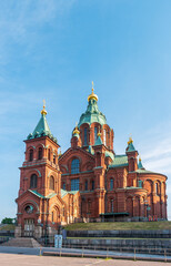 Fototapeta na wymiar Helsinki, Finland. View of Uspenski Cathedral of the Finnish Orthodox Church.