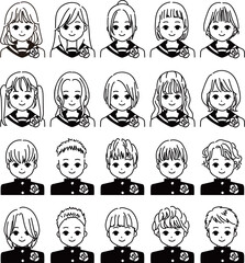 男女各10人セット　学生　入学式