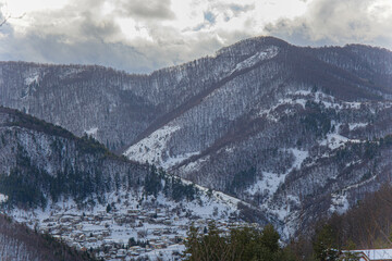 Bulgaria , Rhodope mountains the blue rocks close to Belintash,  Winter view