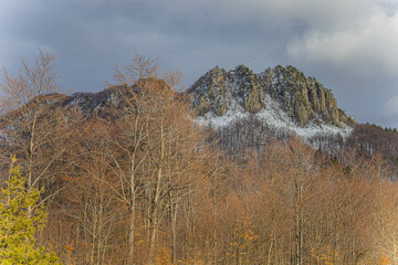Bulgaria , Rhodope mountains the blue rocks close to Belintash,  Winter view