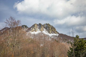 Bulgaria , Rhodope mountains the blue rocks close to Belintash,  Winter view