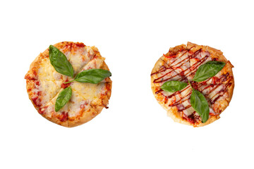 Homemade pizza. View from above. Transparent.