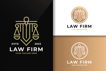 Simple Law Firm Line Art Logo and Icon Template Editable