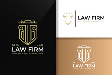 Vintage Law Firm Line Art Logo and Icon Template Editable