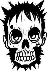 vector illustration of zombie face cartoon