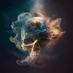  Skull with a Mysterious Aura and an Intense Gaze | AI Generated | Digital Art

