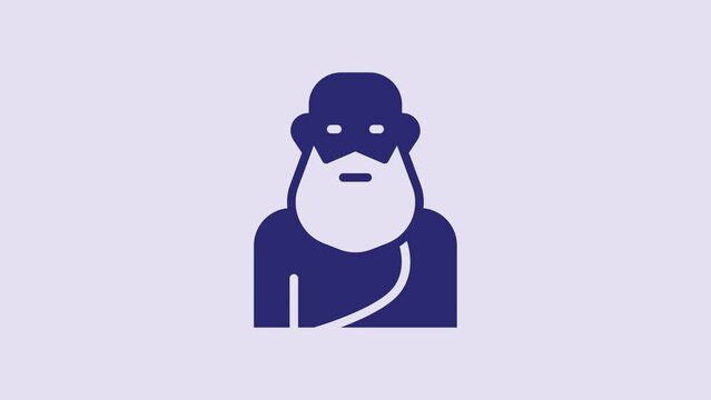Blue Socrates icon isolated on purple background. Sokrat ancient greek Athenes ancient philosophy. 4K Video motion graphic animation