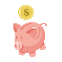Piggy bank with realistic 