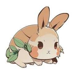 Obraz premium Cute Anime Rabbit, Generated AI.
