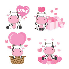Valentine's day collection with cute animal  and love elements.