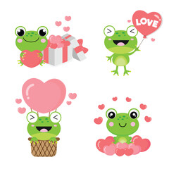 Valentine's day collection with cute animal  and love elements.