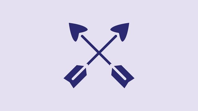 Blue Crossed arrows icon isolated on purple background. 4K Video motion graphic animation