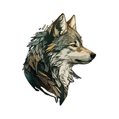Wolf Sticker. Generated AI Illustration.