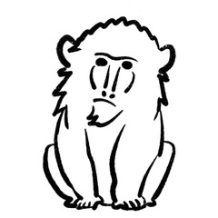 マンドリル イラスト ぬりえ