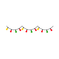 Christmas lights isolate on transparent background.