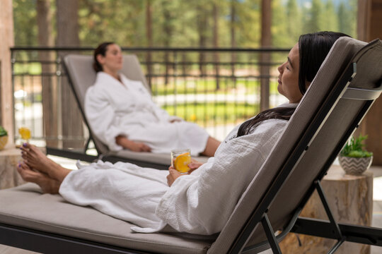 Two women relaxing at the Spa at Edgewood in Stateline, Nevada.