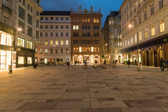 Graben by stephan square at night in Vienna "Wiener Altstadt" old city