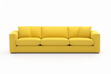contemporary yellow sofa standing alone, complete with cushions, Generative AI