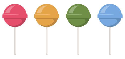 Set of colorful lollipop sweet candies. Vector illustration.