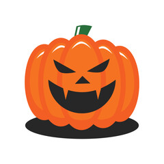 Jack O Lantern Pumpkin vector flat design art in cute style and smiling face. perfect for halloween content material element or icon ready to use editable