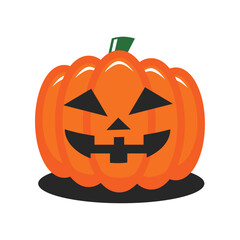 Jack O Lantern Pumpkin vector flat design art in cute style and smiling face. perfect for halloween content material element or icon ready to use editable